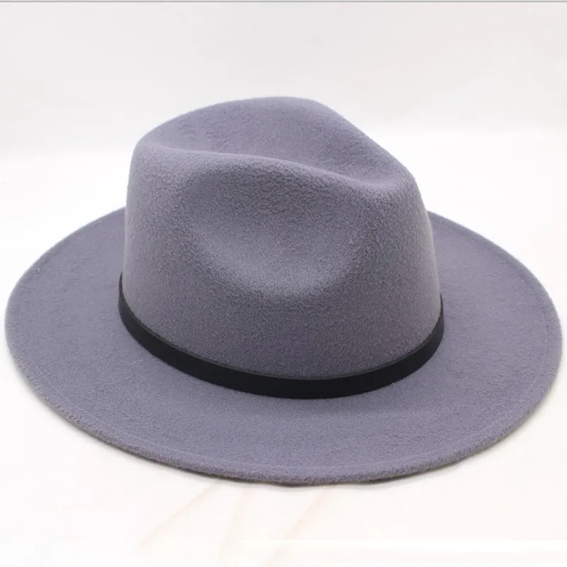 gray Chapeu Feutre Дизайнерская Женская Шляпа Fedora Для Laday с широкими полями Sombreros, джазовая церковная Кепка, Панама, Шляпа Fedora - Цвет: gray