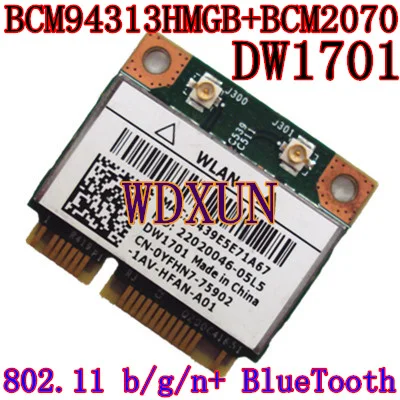 Broadcom BCM94313HMGB BCM2070 BCM4313 DW1701 YFHN7 Half Mini PCI Express BT беспроводной Bluetooth беспроводная