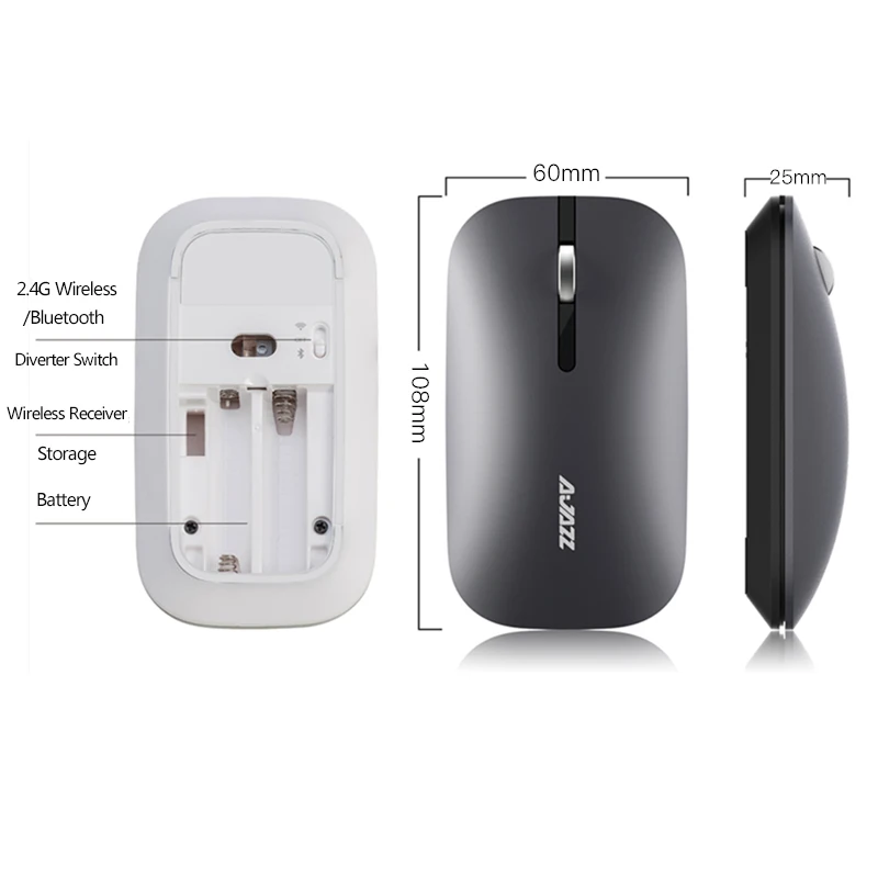 Беспроводная мышь Ajazz I25T Bluetooth/2 4G с двойным режимом Бесшумная беззвучная