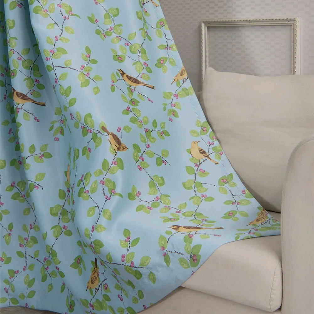 Занавески с милым принтом птиц для гостиной сельской местности затемняющие