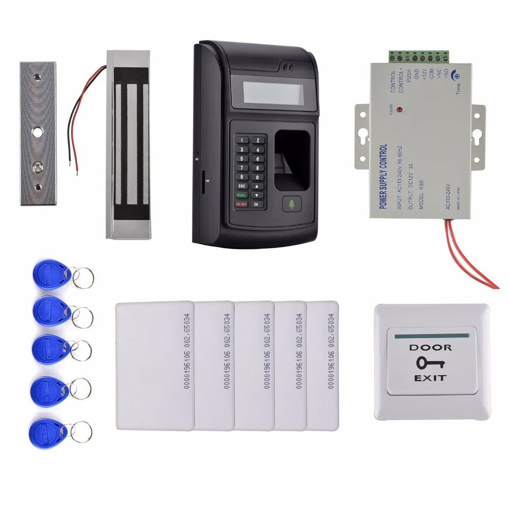 ЖК дисплей биометрических PIN код 125 кГц RFID ID Card Reader дверь замок отпечатков пальцев