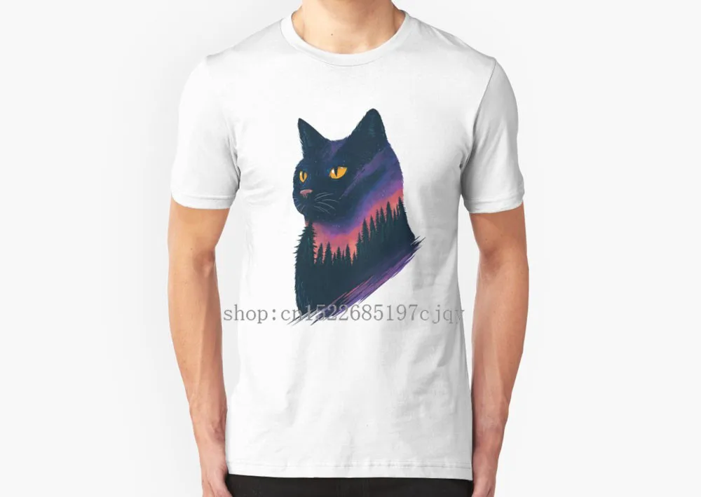 2018 Новая мода cat Для Мужчин's Футболки хлопковые с коротким рукавом О-образным