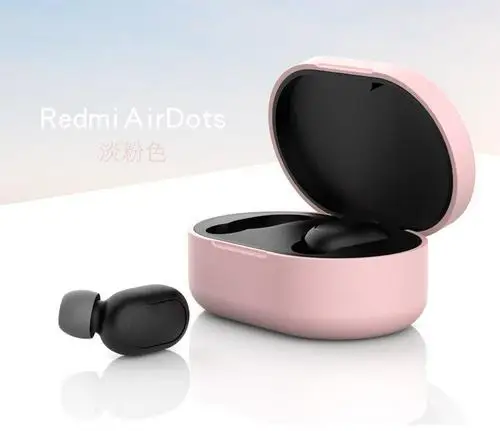 Розовый Мягкий силиконовый защитный чехол для Xiaomi Redmi Airdots TWS Bluetooth наушники гарнитура Air Pods наушники аксессуары коробка - Цвет: Розовый