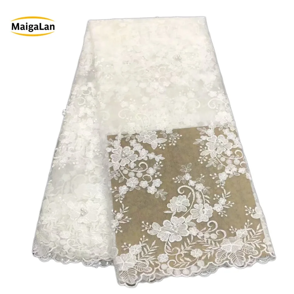 Вышитое 5 ярдов/партия Сетчатое кружево высокого качества нигерийское