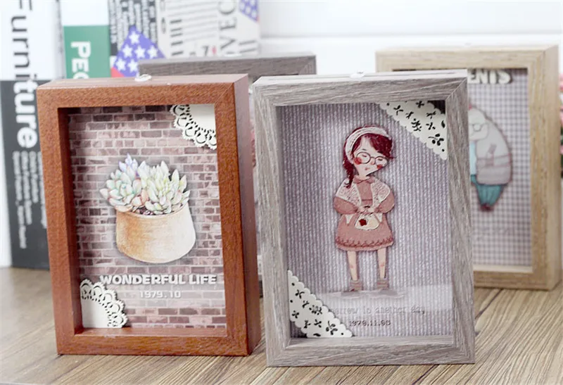 Творческие деревянные фоторамка для семьи сделай сам украшения домашнего декора