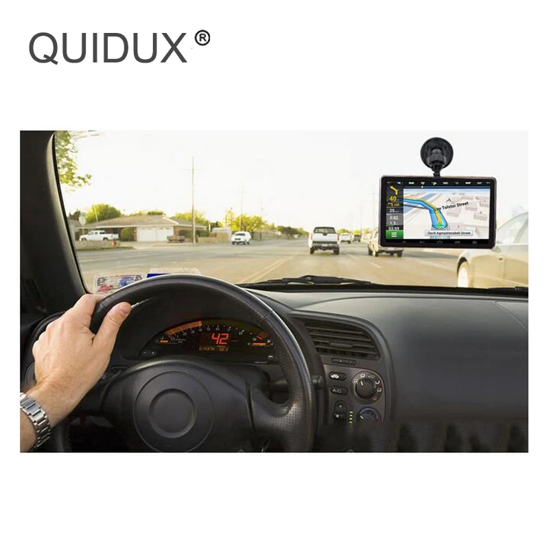 QUIDUX Автомобильный видеорегистратор камера 7 дюймов Встроенный радар детектор двойной объектив gps навигация Android карта Автомобильная видеорекордер черный ящик