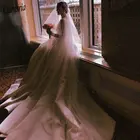 Простое винтажное свадебное платье-трапеция цвета слоновой кости с длинным рукавом