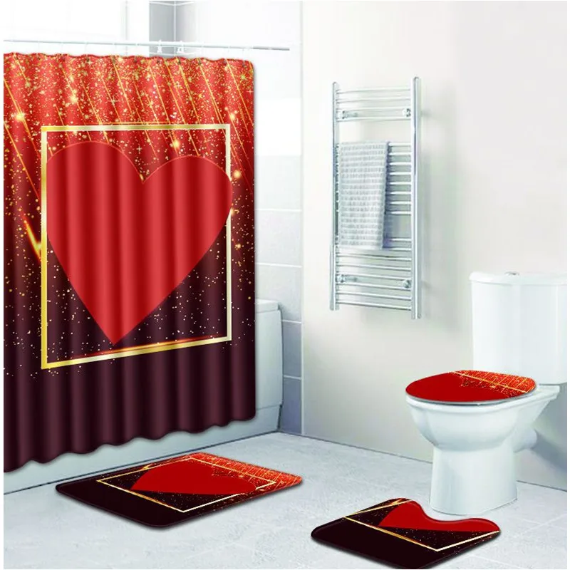 Free Shipping 4pcs Love Candle Cup Banyo Paspas Bathroom Carpet Toilet Bath Mat Set Non Slip Tapis Salle De Bain Alfombra Bano | Дом и сад