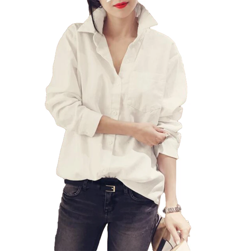 Женская хлопковая блузка VogorSean белая/Розовая Свободная Повседневная Блузка с