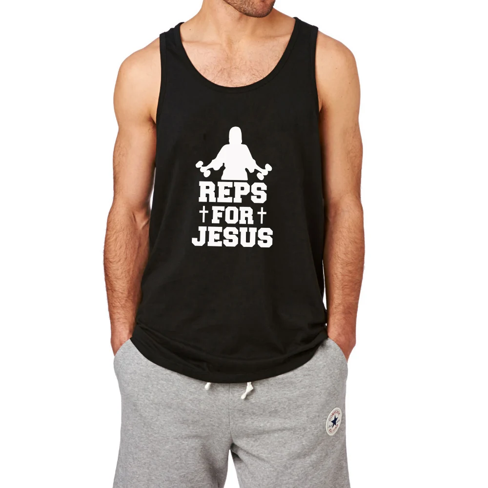 Мужская тренировочная майка Loo Show Reps для Иисуса Черная|tank tops for men|mens workout tank topblack men
