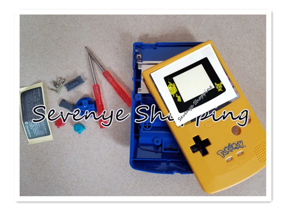 Ретро Чехол Для Nintendo Gameboy Цвет GBC консоли с отвертки Корпус случае ограниченного желтый и синий Покемон Пикачу случае