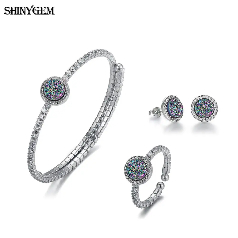 ShinyGem 925 Серебряные украшения со стразами наборы для женщин сверкающий