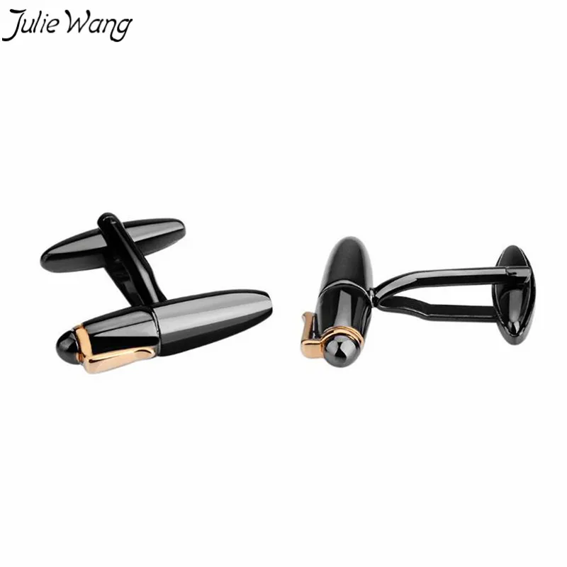 Julie Wang 1 пара черная ручка искусственные полированные латунные запонки