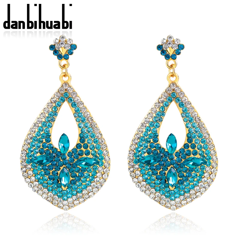 Новые Прозрачные Серьги с синими кристаллами и Ms большие золотые серьги высокого
