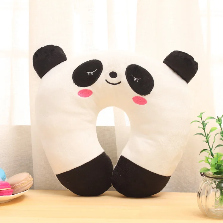 panda 1 шт. Мультяшные принты подушки с узором u-образная подушка для шеи Подушка с рисунком Автомобиля защита шеи PP хлопковые подушки дорожная подушка для шеи - Цвет: panda