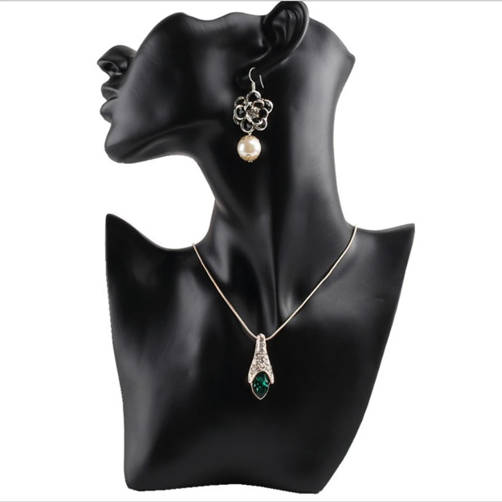 

Black Resin Necklace Pendant Bust Jewelry Display Stand Holder Female Mannequin Design