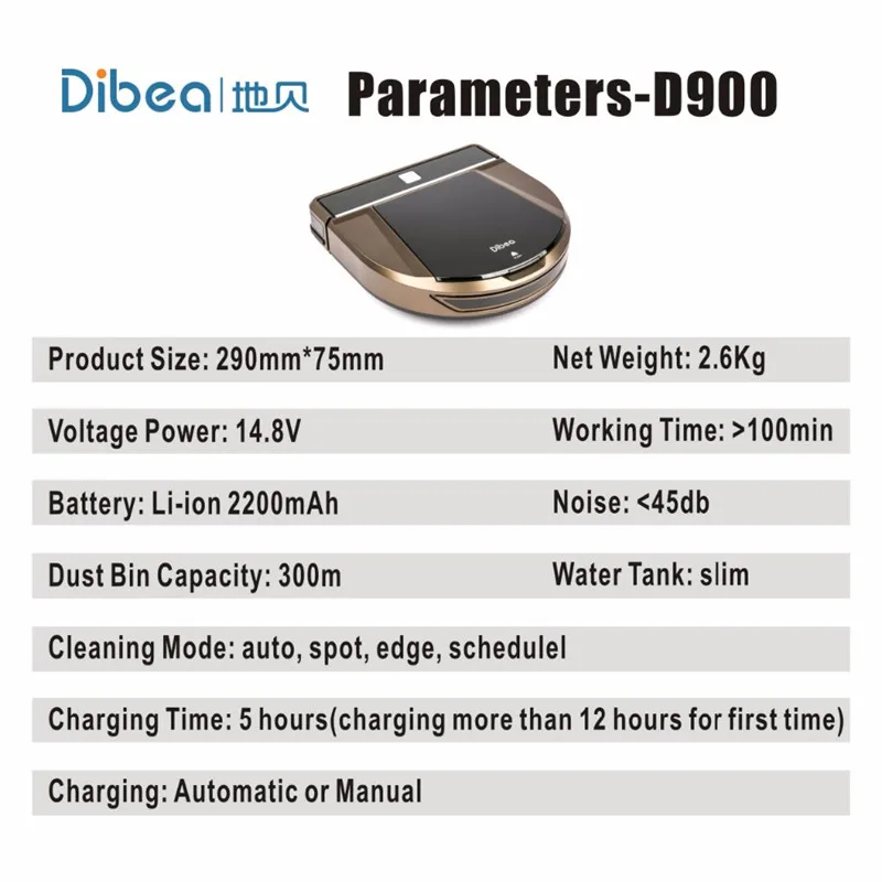 Dibea D900 Rover беспроводные робот Пылесосы для дома пылесос влажная уборка чистый