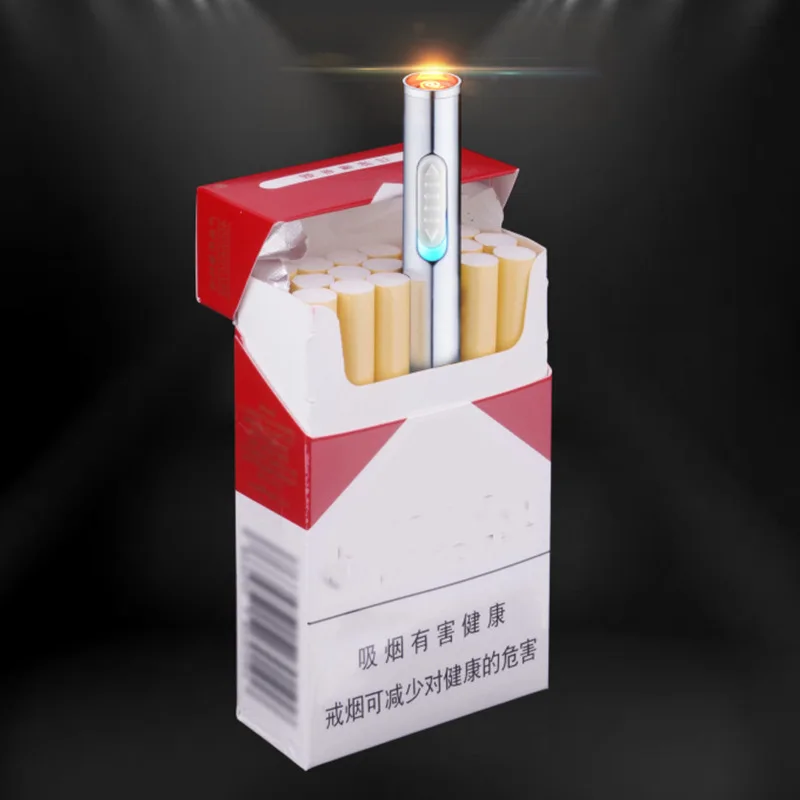 Новая Мини тонкая USB зарядка Зажигалка металлическая перезаряжаемая Электронная