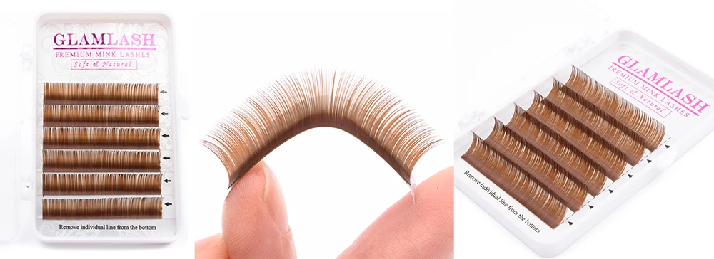 GLAMLASH Цвет наращивание ресниц Фиолетовый Синий Коричневый темно коричневый зеленый красный индивидуальный искусственный норки Мягкие Накладные ресницы