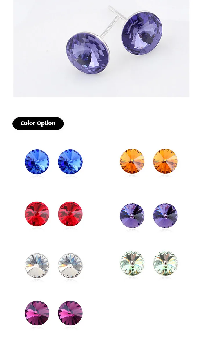 Круглые 0,8 см Кристалл от SWAROVSKI серьги-гвоздики лучший подарок для женщин ювелирные изделия Bijoux элегантный подарок