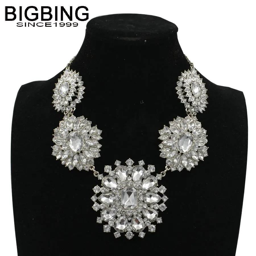 T020 BIGBING модные ювелирные изделия Большой Серебряный цвет кристалл цветок