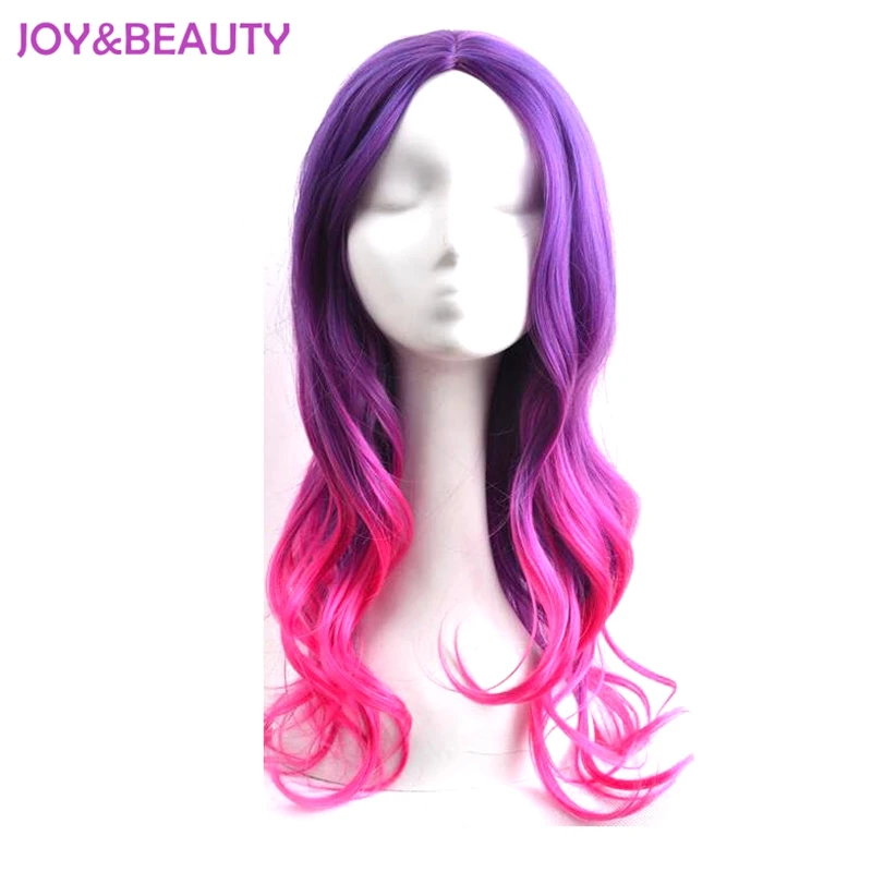 

JOY&BEAUTY Gamora Wig Women Long Wavy Hair Purple Rose Red Mix Heat Resistant Synthetic Hair Cosplay Wigs 24inch