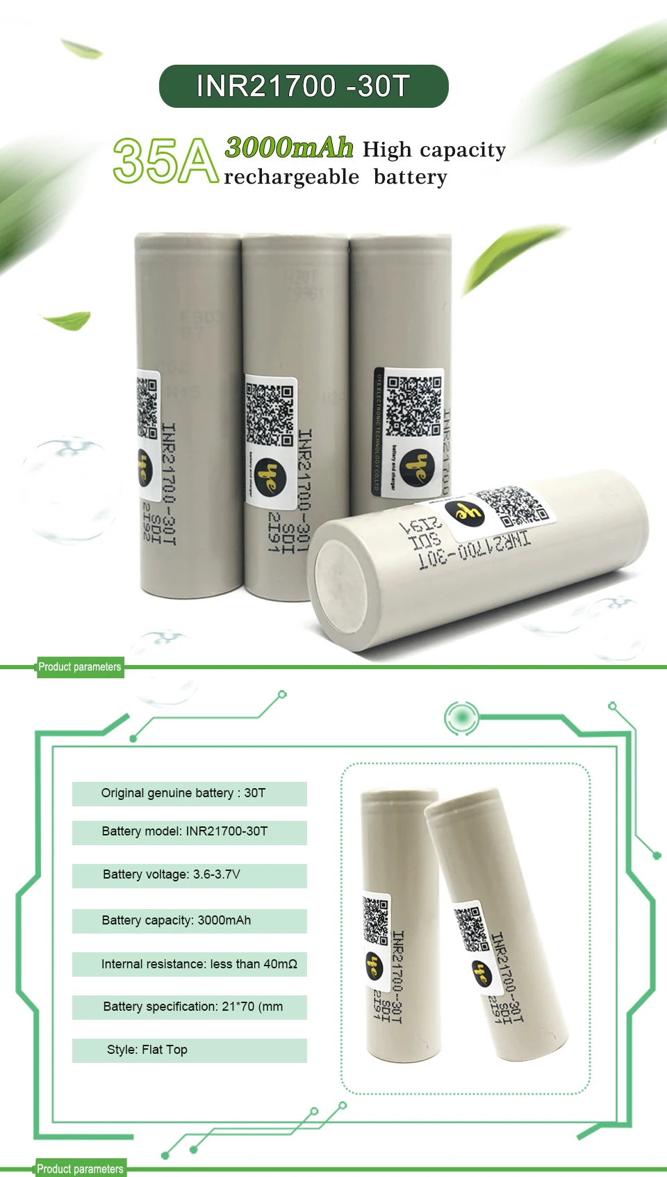 Новинка, аккумулятор 30T 3000mAh 3,7 V 21700, литий-ионный аккумулятор, отвертка/вейп/инструменты «сделай сам», аккумулятор и отвертка