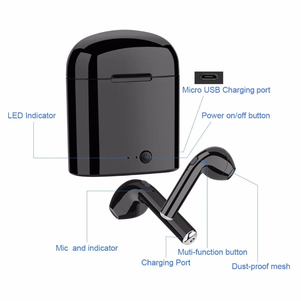 MINGGE I7S беспроводные наушники bluetooth гарнитура вкладыши с микрофоном для iPhone 8 7 plus 6