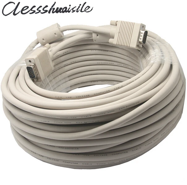 Кабель VGA-VGA с 15 контактами и двойным кольцом-магнитом удлинитель VGA 3 + 6 разъемом
