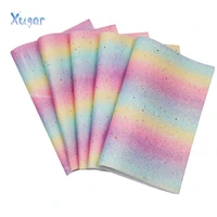 xugar 2230cm glitter leather sheets gradient chunky rainbow glitter faux leather wedding handmade decor diy bags bows materials