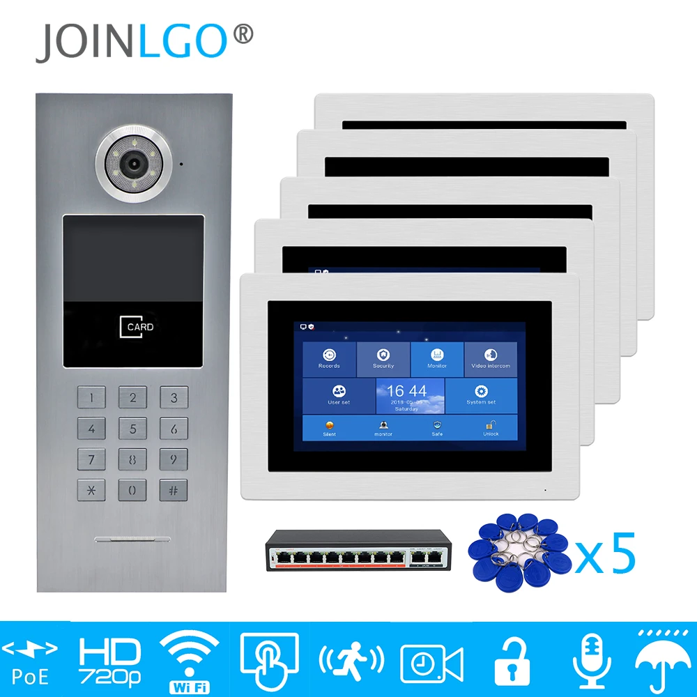 Бесплатная доставка 5 штук в упаковке апартаменты POE 720P IP Wi-Fi 7 &quotсенсорный экран