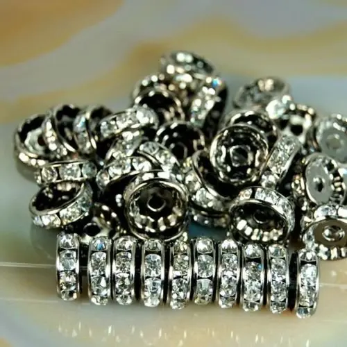 100 шт. A + круглые бусины шармы Rondelle металлические черно белые прозрачные Чешские