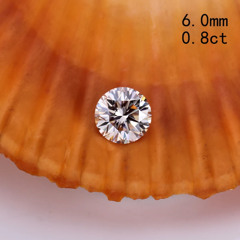 Тест Положительный 6 0 мм 0.8ct круглой формы Блестящий вырез DEF Moissanite Свободный