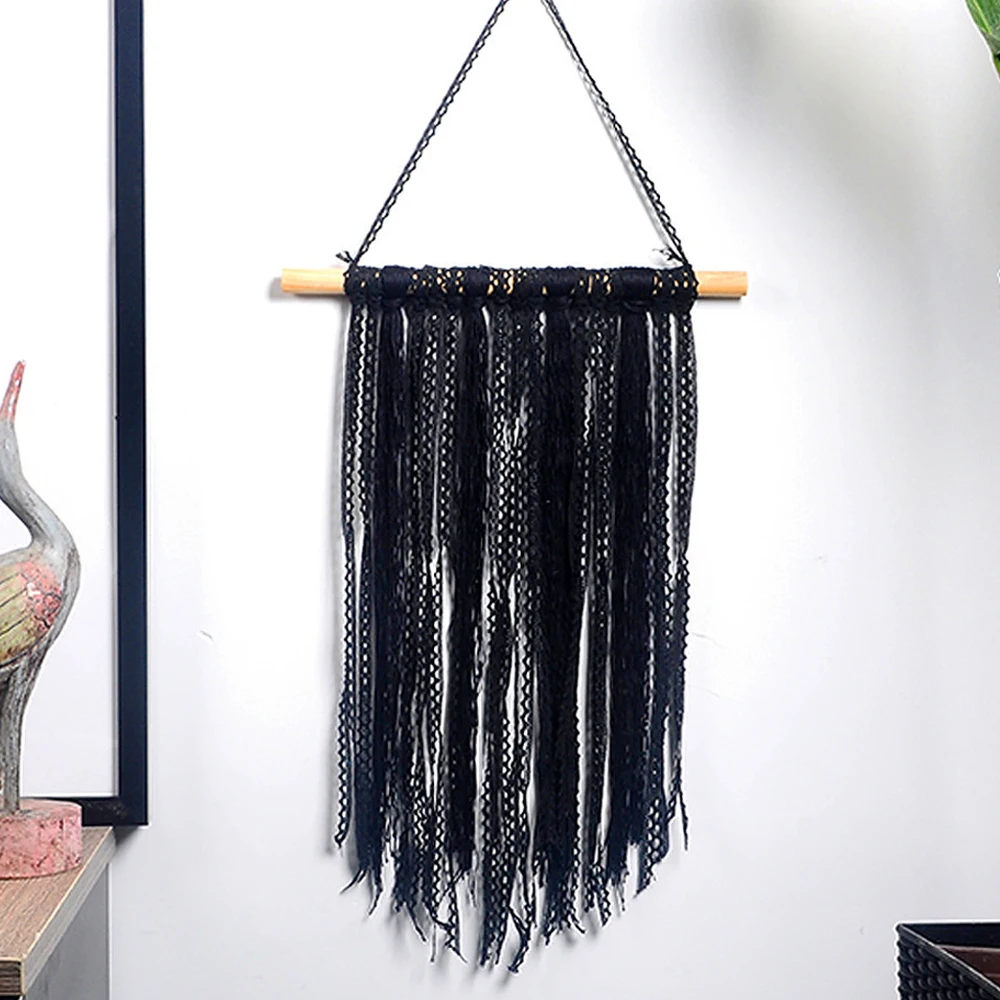 Кружевное черное настенное одеяло макраме домашнее украшение ручная работа