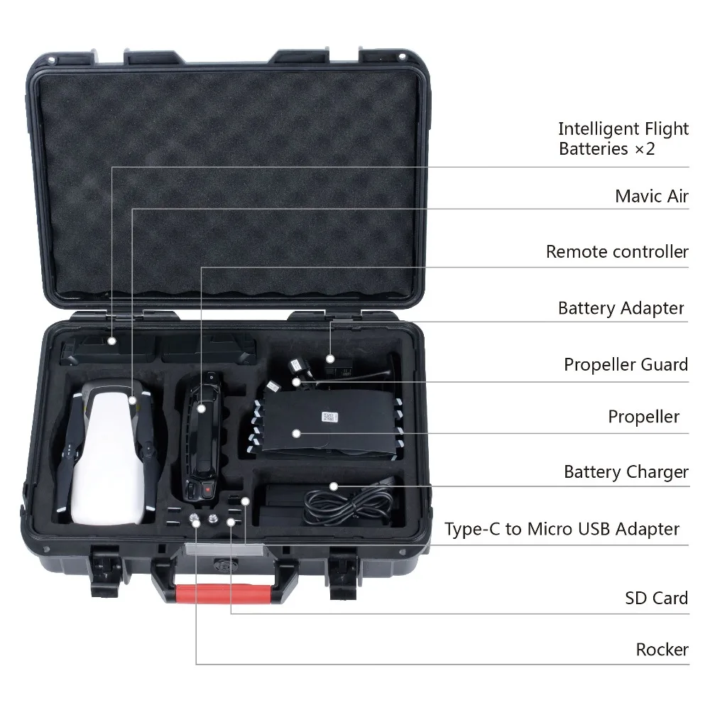 Портативный жесткий чехол Smatree для DJI Mavic Air/аккумуляторы/зарядное