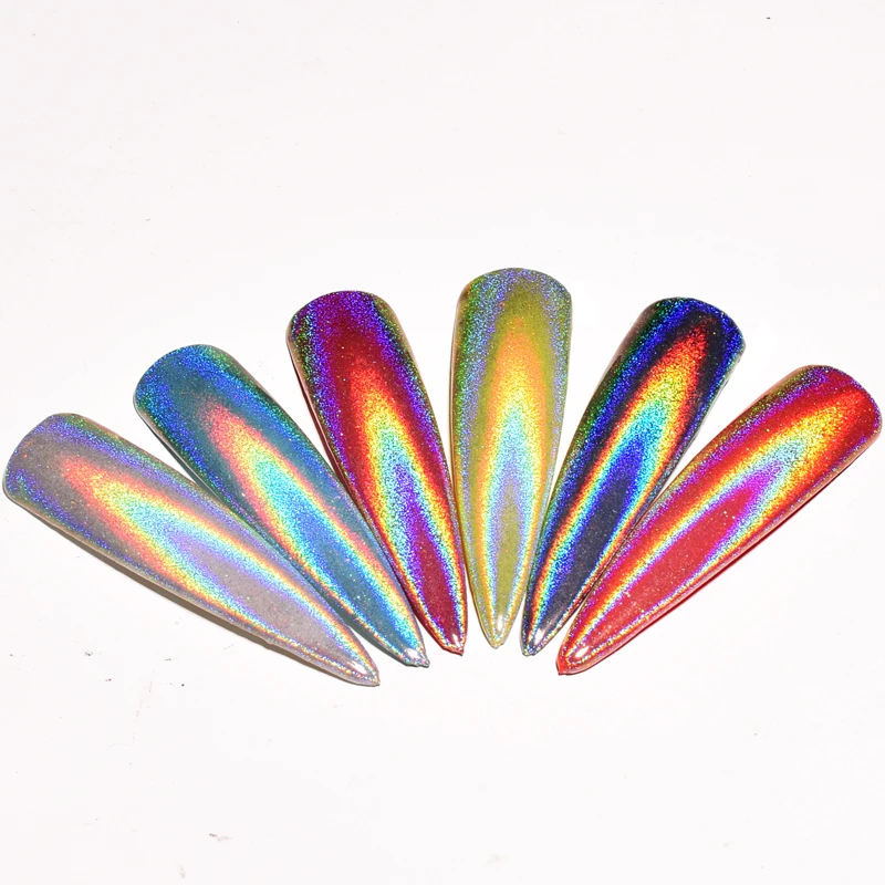 Голографический лазерный блеск для ногтей 0 2 г ультратонкий Сияющий серебряный