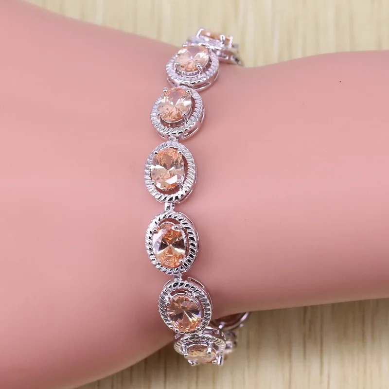 Сверкающие оранжевый Morganite Браслеты Ювелирные наборы для Для женщин ангельский