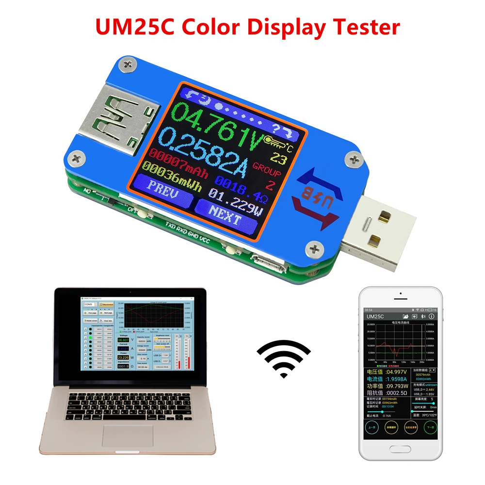 UM25 UM25C Для APP USB 2 0 Тип C ЖК дисплей Вольтметр Амперметр Напряжение измеритель тока