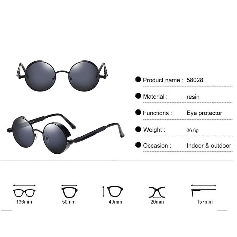 

Round Steampunk Sunglasses Men Women Sun Glasses Brand Designer Vintage Sunglass High Quality UV400 Eyewear