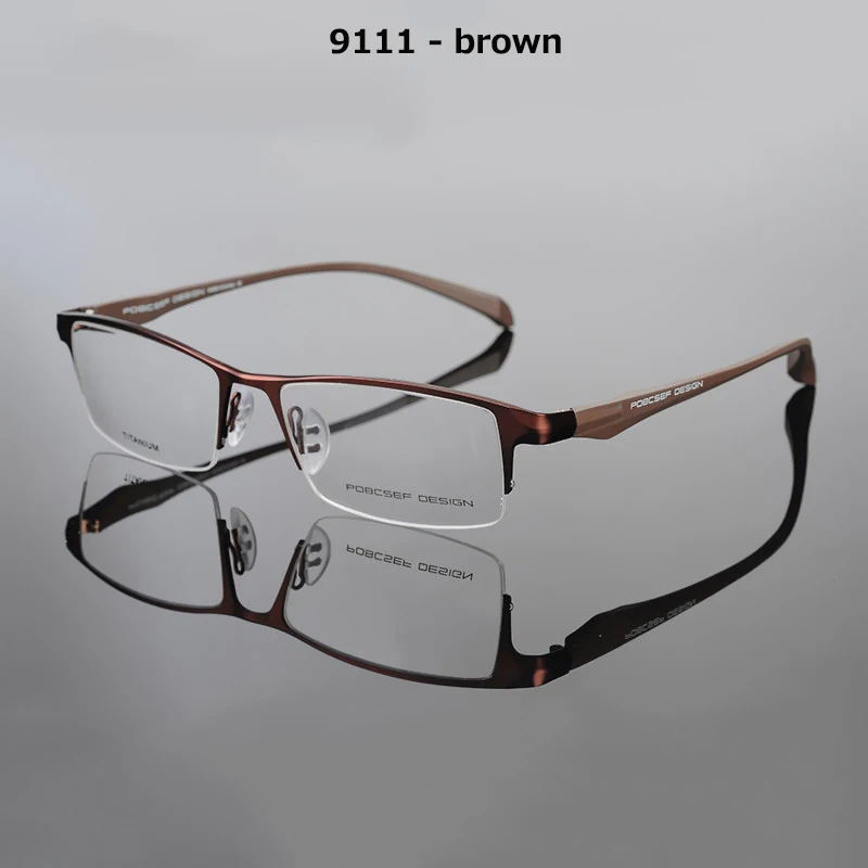 9111-B3 Титановые очки, оправа для мужчин TR90 oculos de grau, компьютерные оптические очки, близорукость, nerd TH8218, бизнес наполовину оправа для очков, оправы - Цвет оправы: 9111-B3