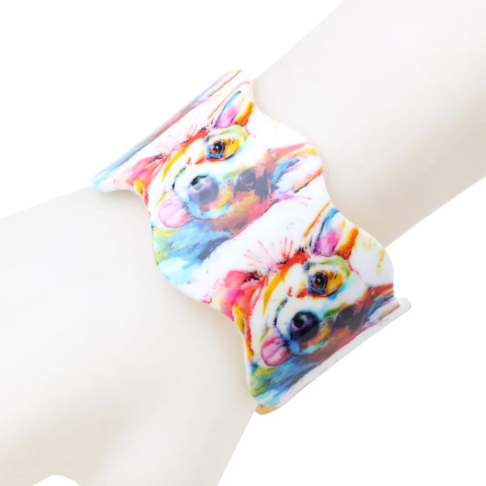 WEVENI Acrylic Printing Wide Love Corgi Dog Bracelets Bangles Drop Shipping New Fashion Animal Jewelry Accessories For Women | Украшения и