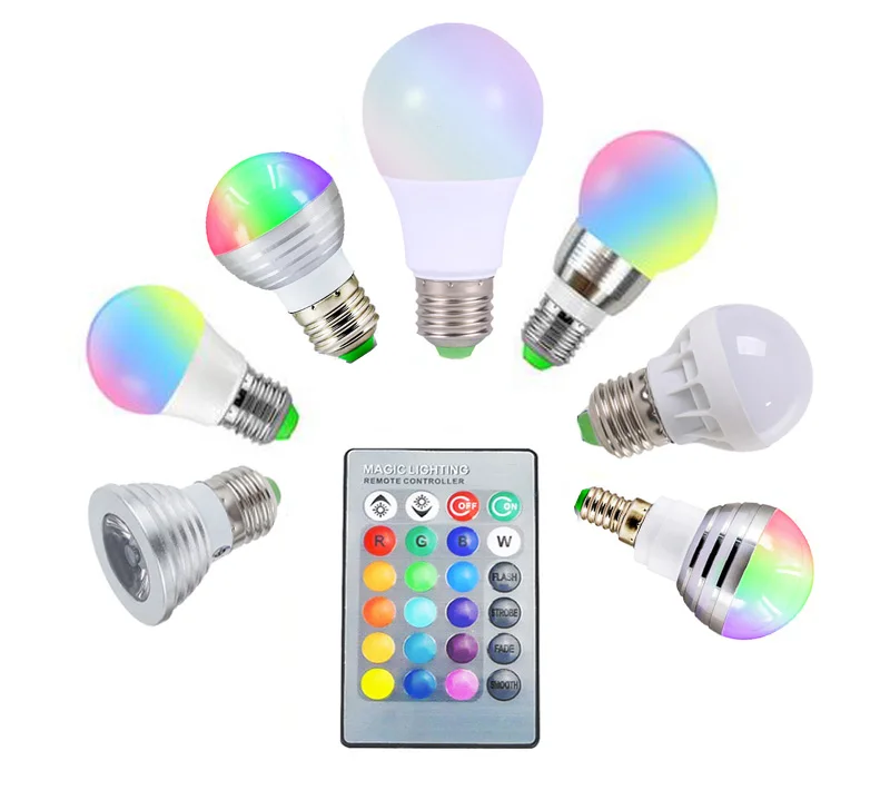 3 Вт 5 Вт 7 Вт 10 Вт RGB светодиодный светильник E27 E14 GU10 AC 110 В 220 В светодиодный светильник с ИК-пультом дистанционного управления диммер праздничный Декор красочное ночное освещение