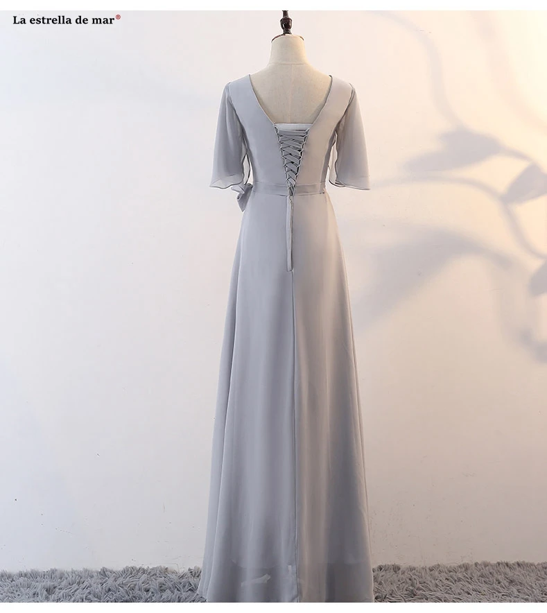 Vestidos de festa vestido longo para casamento новые шифоновые 6 стильные розовые платья серого цвета для подружек невесты Дешевые Свадебные платья для гостей