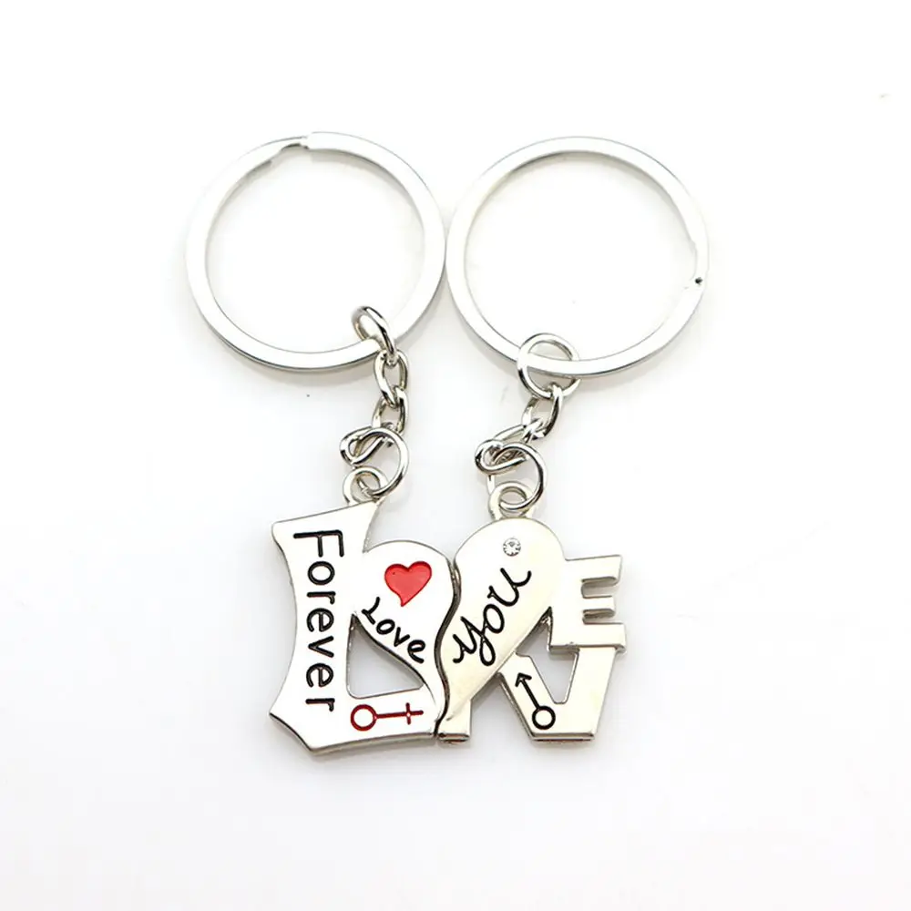 1 пара в форме сердца брелок для ключей Love You Forever с мультяшными изображениями