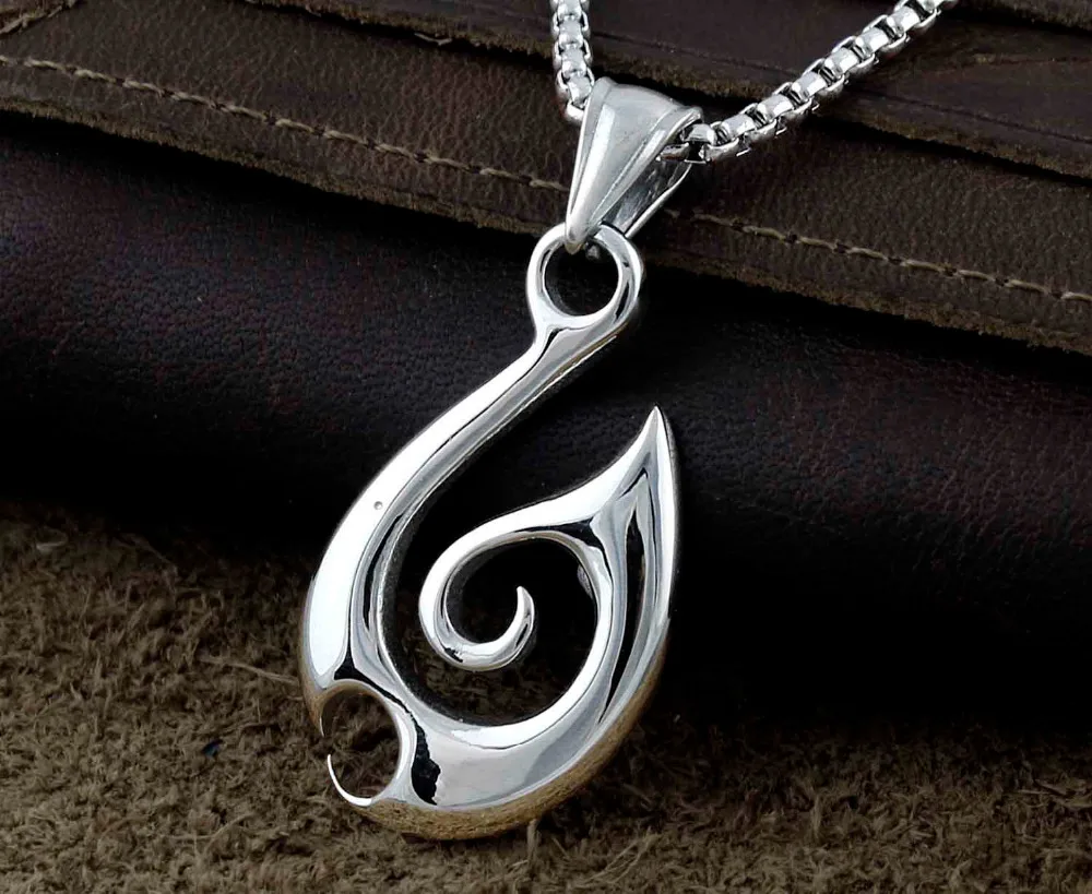 Никогда не выцветает серебро 316L нержавеющая сталь Байкерский крючок маори Шарм