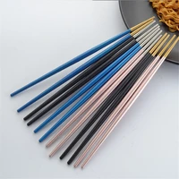 luxury 304 stainless steel round chopsticks titanium gold plated sliver pink chinese japanese tableware chopsticks 1 pair 22cm