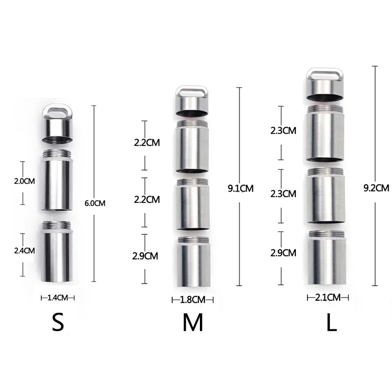 

Outdoor Layered Camping Multi Combination Pill Storage Pocket Tank Waterproof Stainless Steel 304 Bottle Medicine Sealed
