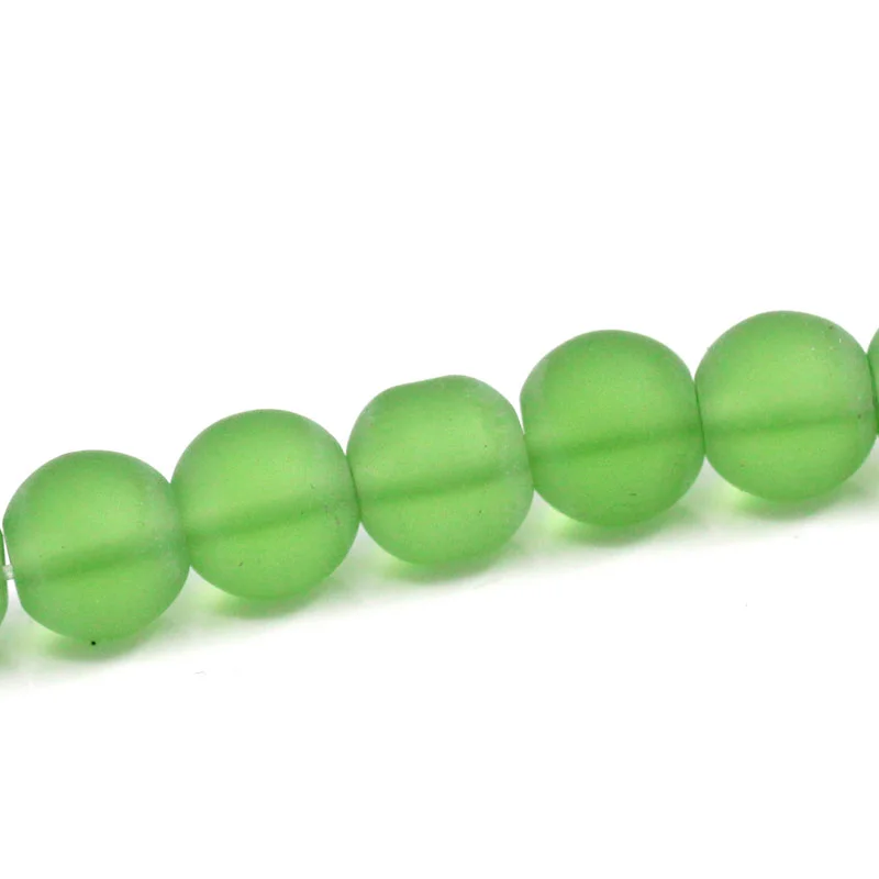 DoreenBeads стеклянные бусины, круглые зеленые МАТОВЫЕ 8 мм диаметр, 31,5 см (12 3/8 ") длинные, 5 нитей (приблизительно 42 шт/прядь) (B24318)