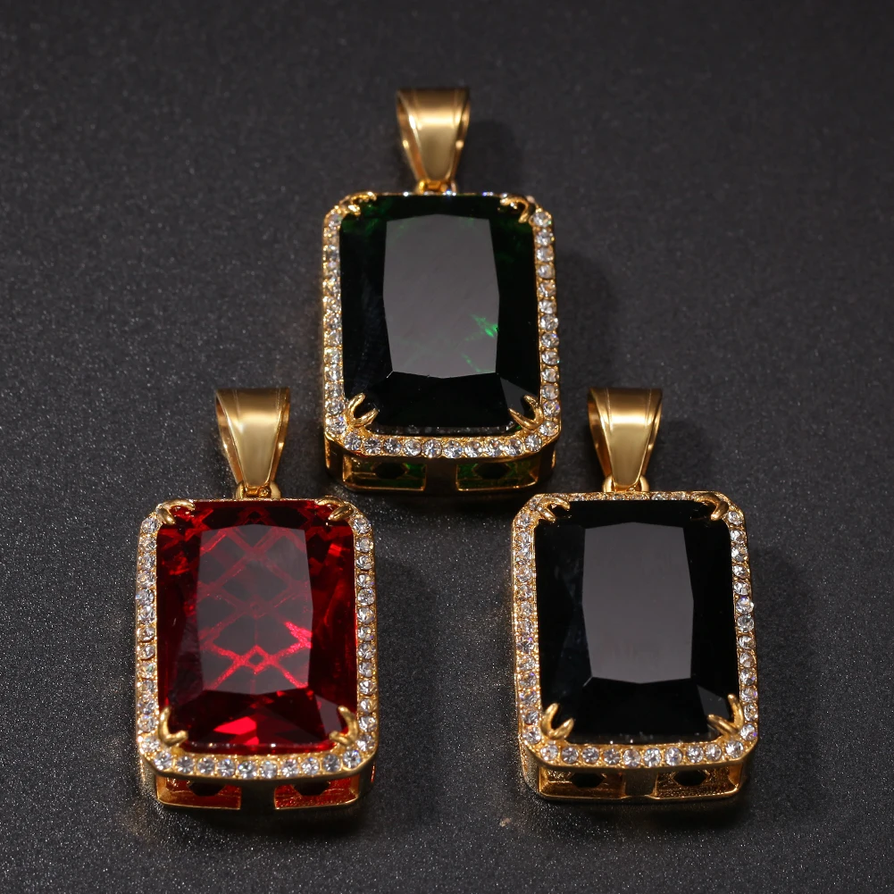 THE BLING KING нержавеющая сталь на заказ квадратные камни ожерелье хип хоп полный Iced Out кубический