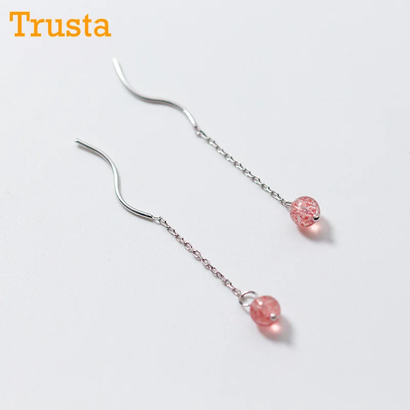 Trusta, 925 пробы, серебряные серьги, ювелирное изделие, в виде капли, одноцветные, с бусинами, с ушной линией, в Крутом стиле, для девочек-подростков, для женщин, DS1277